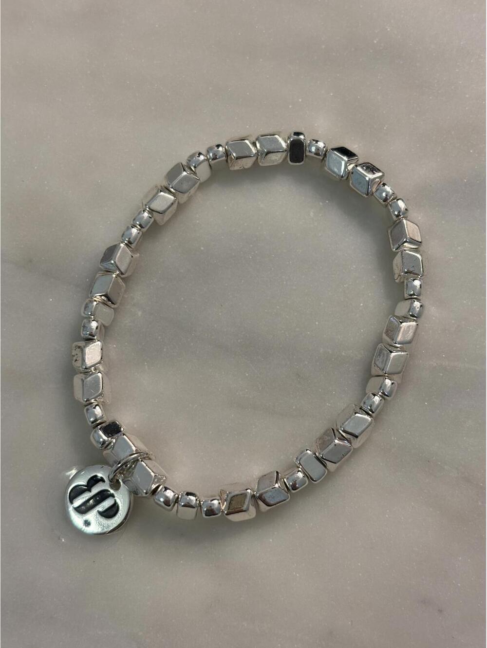 BP Silver Tone Beaded Bracelet with Charm Pendant